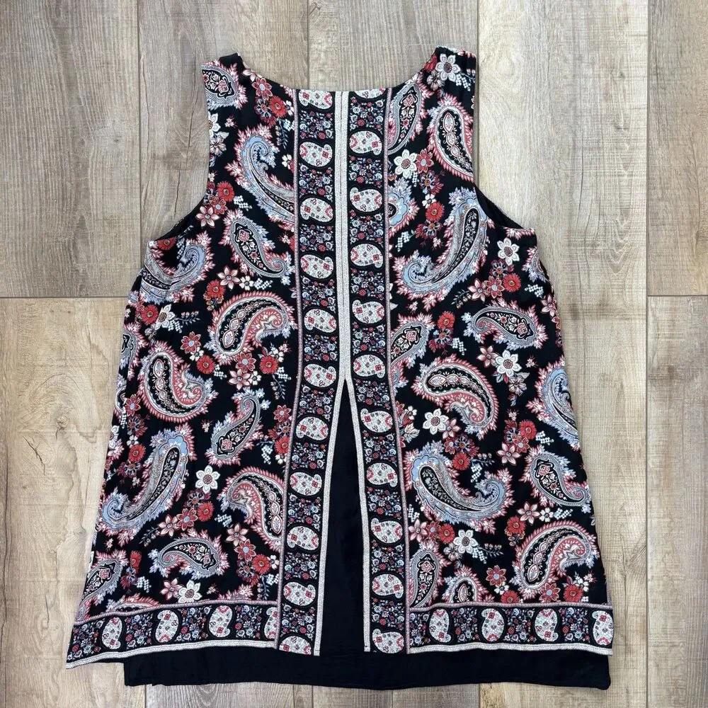 J Jill Womens Black Floral Paisley Dress Size L Shift Lined Lightweight Summer - Picture 6 of 13